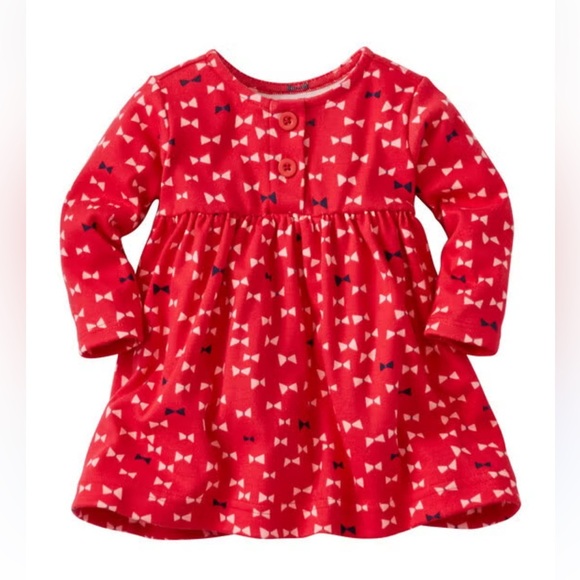 Hanna Andersson print day play dress bows pink long sleeve size 100, US 3T - Picture 1 of 5